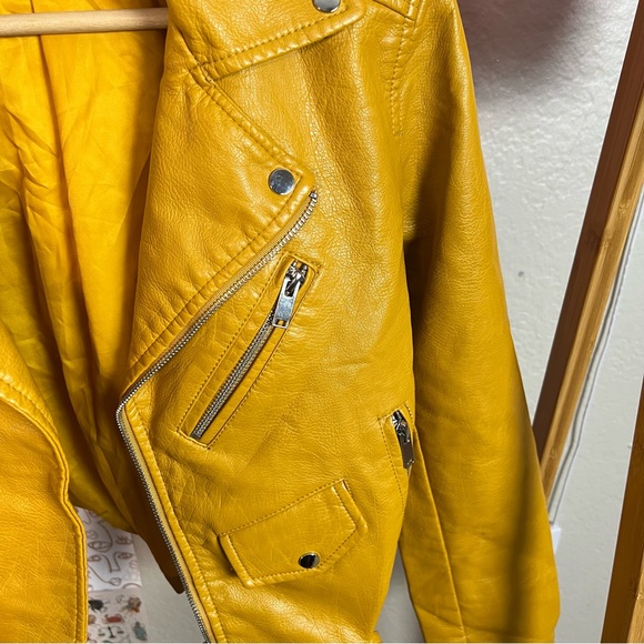 Amazon Jackets & Coats Yellow Faux Leather Jacket Motorcycle Jacket